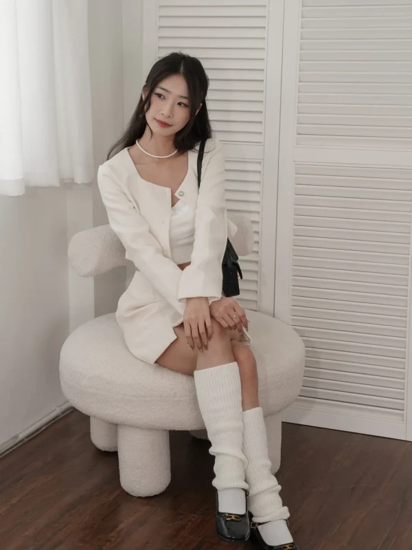 Jersey Long Sleeve Tweed Set - 图片 2