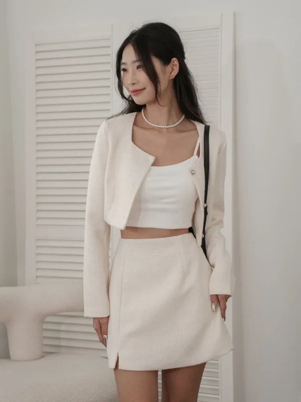 Jersey Long Sleeve Tweed Set - 图片 3