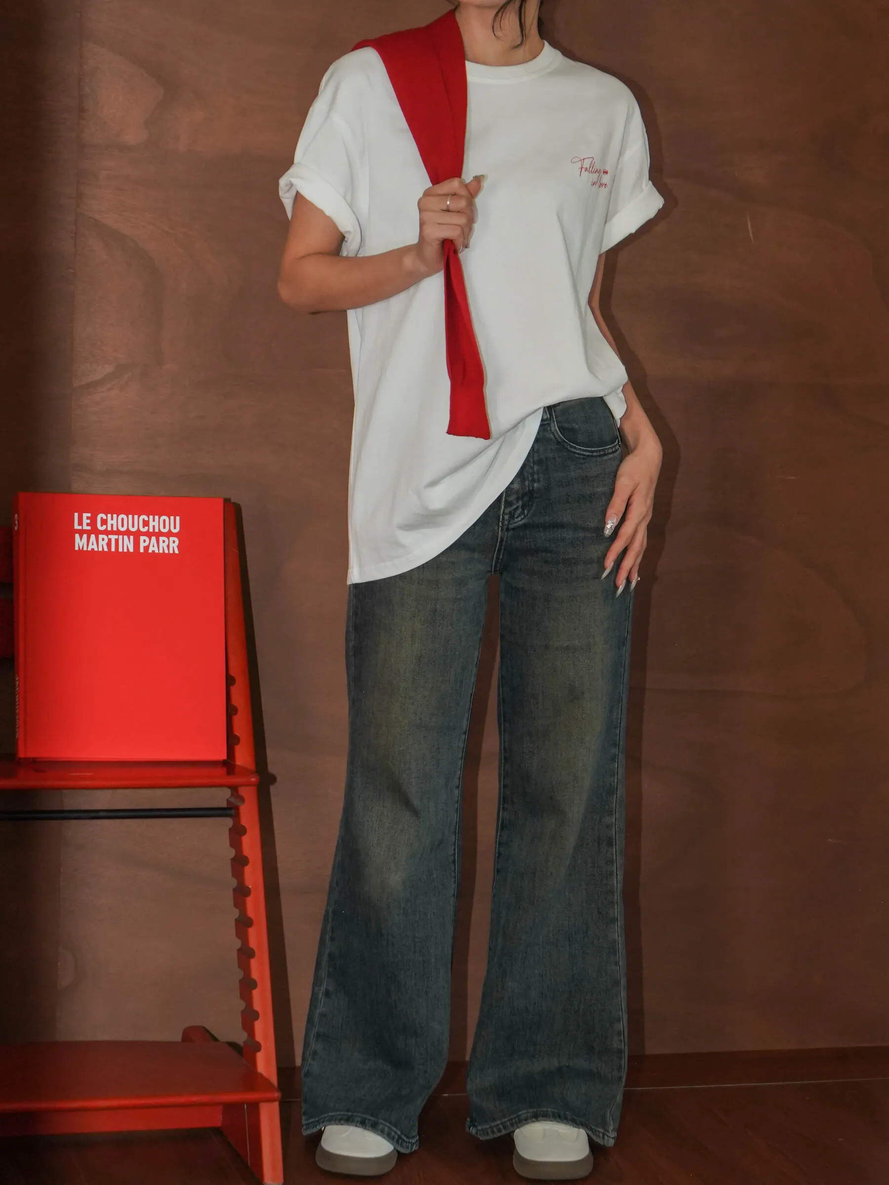 Vintage Washed Flared Denim Jeans