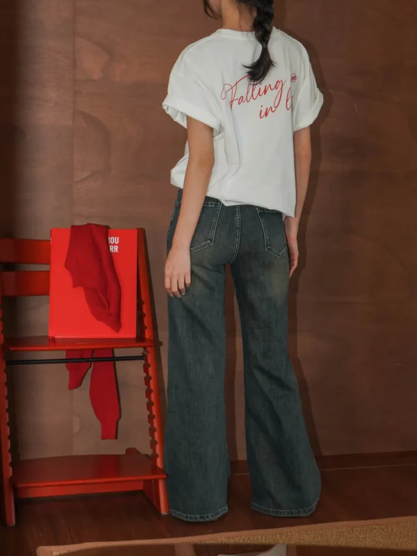 Vintage Washed Flared Denim Jeans - Image 2