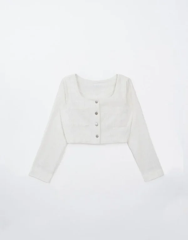 Fringed Plaid Square Neck Blazer - 图片 5